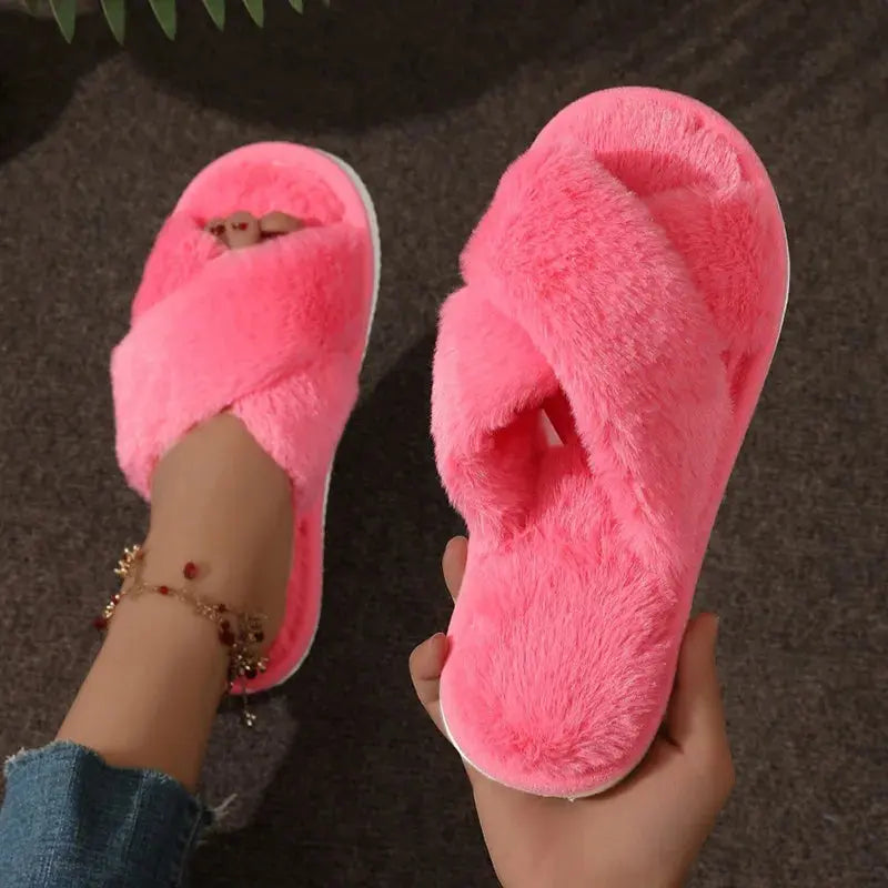 Pantoufle femmes intérieur chaude en peluche