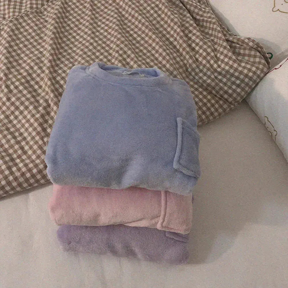Pyjama en polaire épais et chaud femme, vêtement de nuit d'hiver