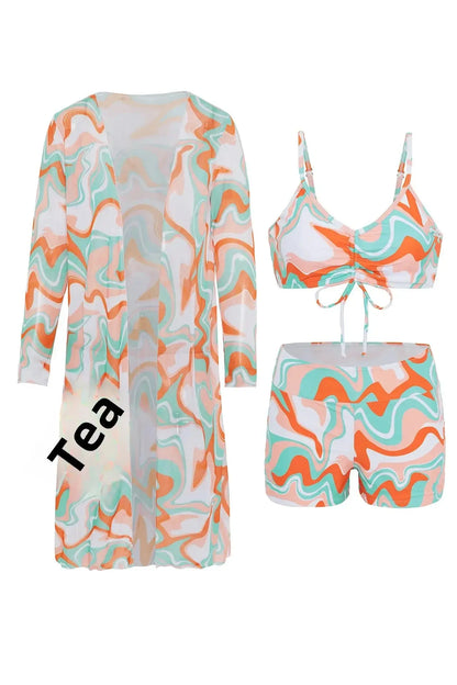 Maillot de bain femme trois pièces culotte taille haute