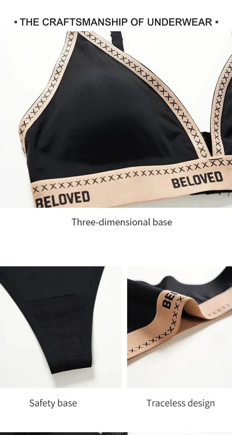 Ensemble de lingerie non rembourré Triangle Bralette