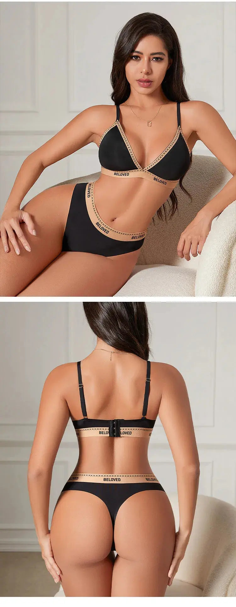Ensemble de lingerie non rembourré Triangle Bralette