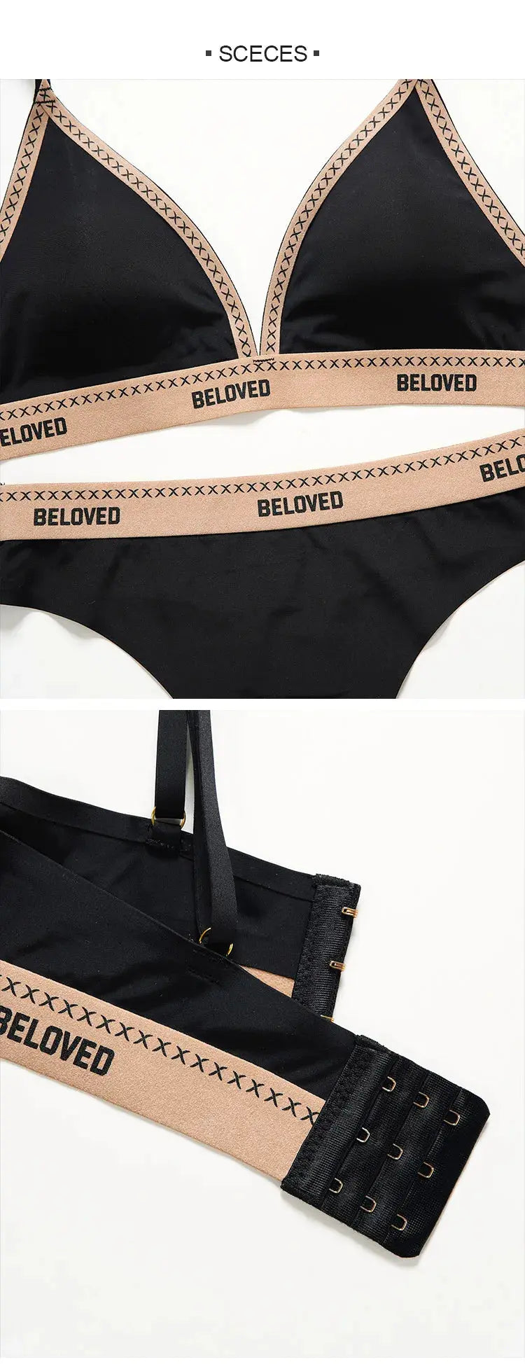 Ensemble de lingerie non rembourré Triangle Bralette