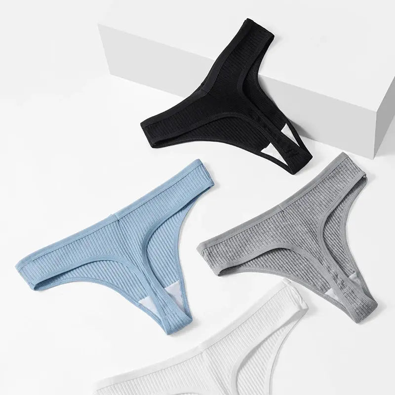Lot de 10 pièces culottes string rayés en coton tongs-culotte femme