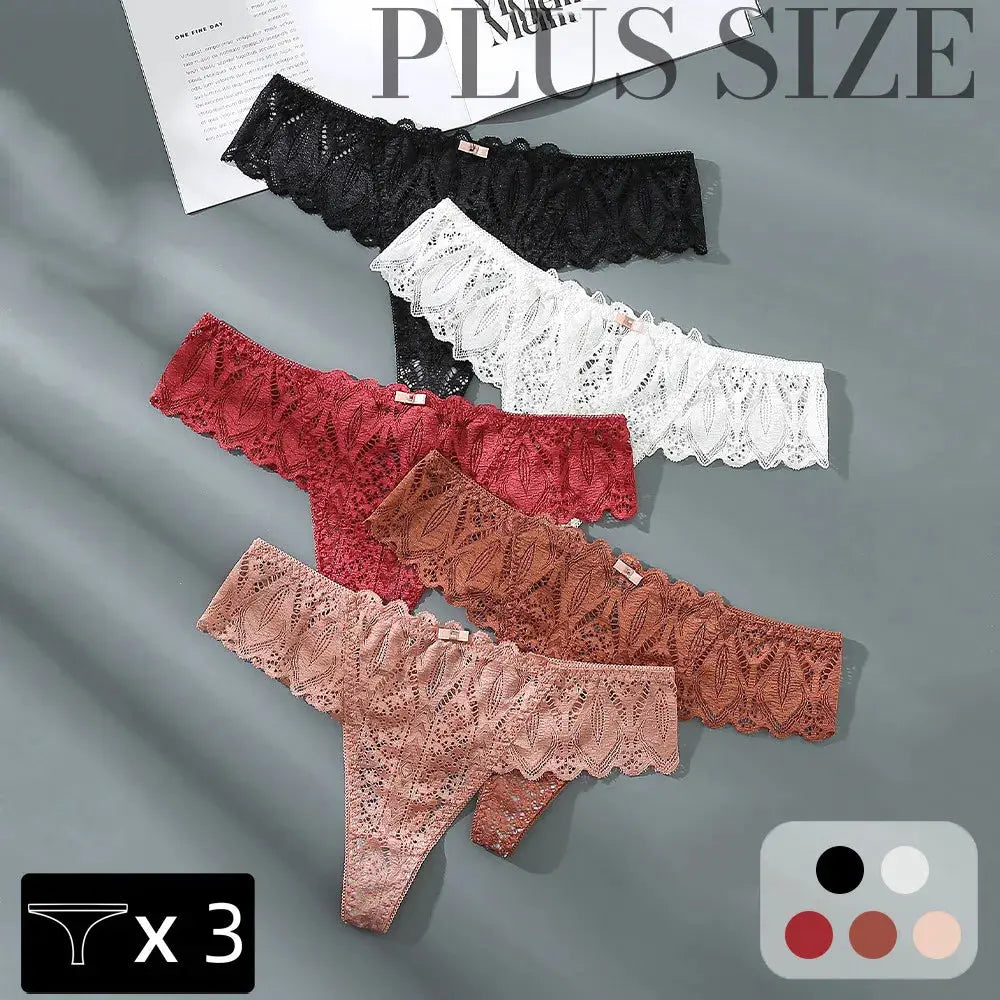 Lot de  3 pièces S-4XL Sexy dentelle culottes 