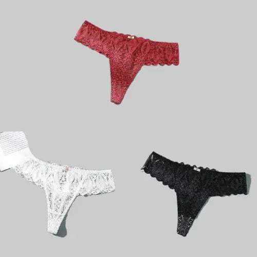 Lot de 3 pièces S-4XL String Sexy dentelle, culottes pour femme Boutique de Lingeries et Accessoires Annie