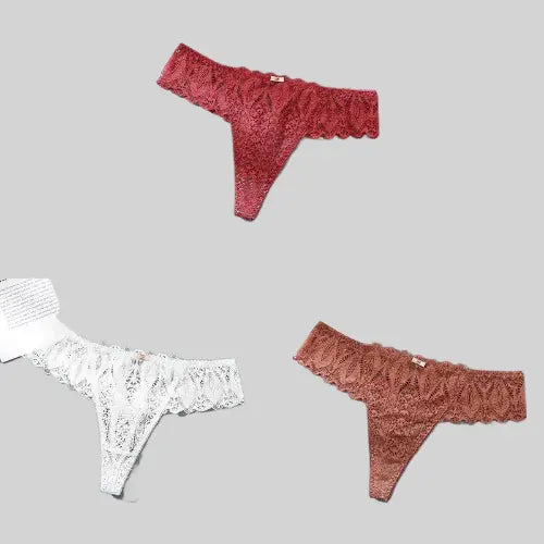 Lot de 3 pièces S-4XL String Sexy dentelle, culottes pour femme Boutique de Lingeries et Accessoires Annie