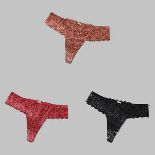 Lot de 3 pièces S-4XL String Sexy dentelle, culottes pour femme Boutique de Lingeries et Accessoires Annie