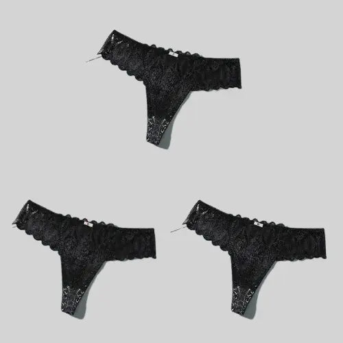 Lot de 3 pièces S-4XL String Sexy dentelle, culottes pour femme Boutique de Lingeries et Accessoires Annie