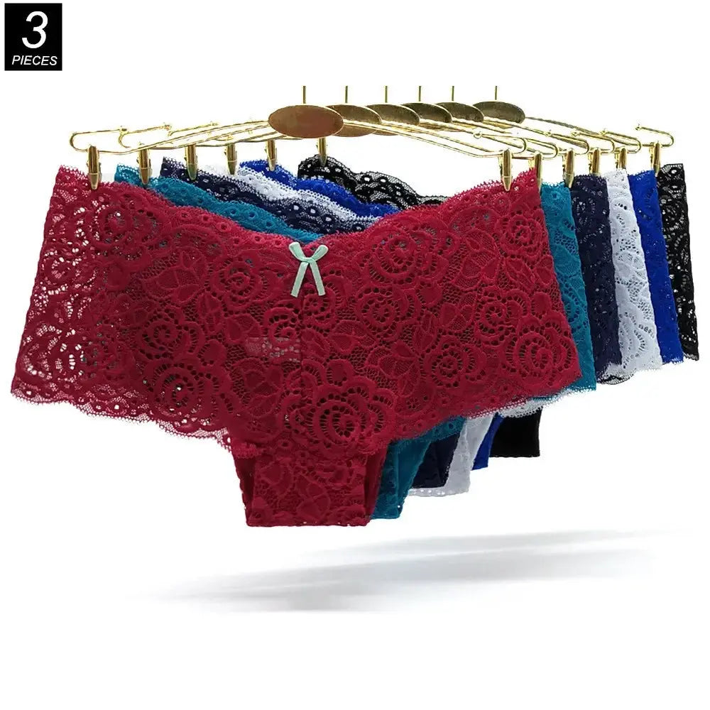 Lot de 3 pièces dentelle boxer grande taille M-XXL-sous-vetement