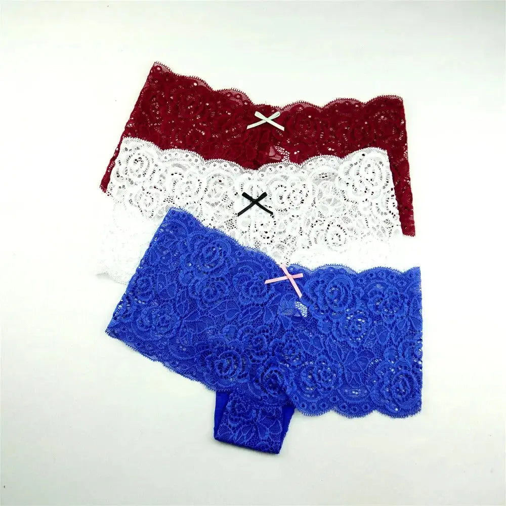 Lot de 3 pièces dentelle boxer grande taille M-XXL-sous-vetement