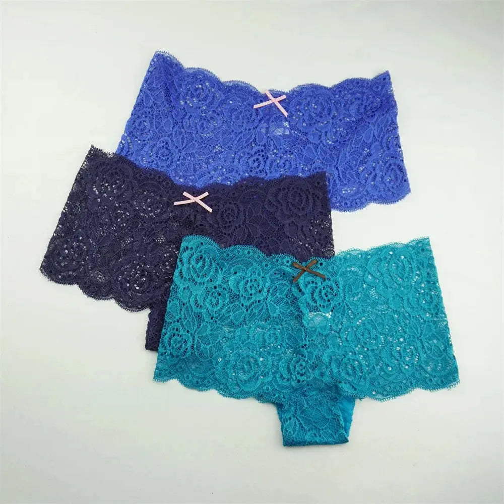 Lot de 3 pièces dentelle boxer grande taille M-XXL-sous-vetement