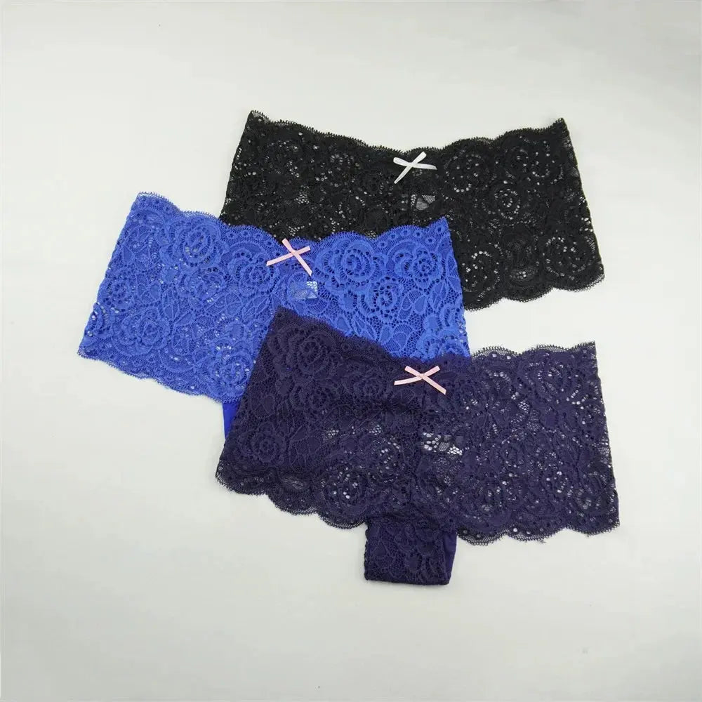 Lot de 3 pièces dentelle boxer grande taille M-XXL-sous-vetement