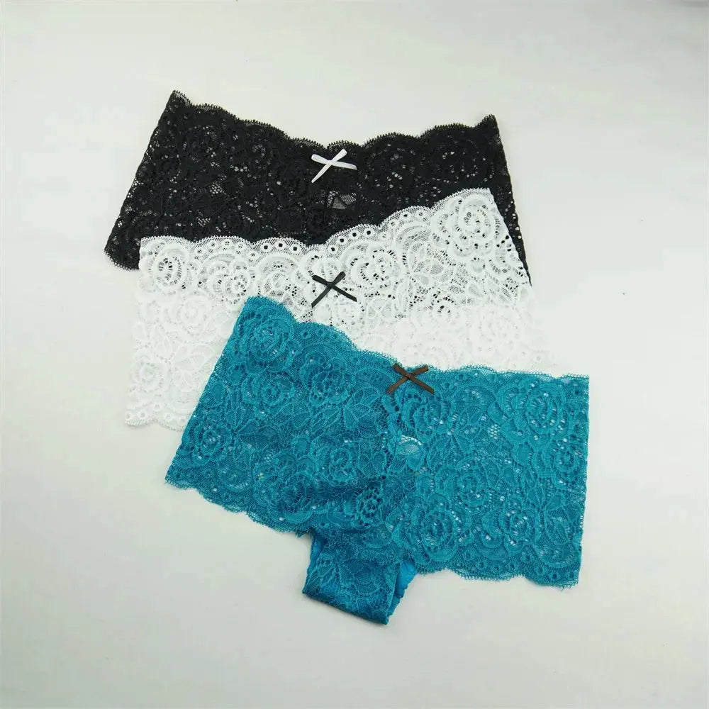 Lot de 3 pièces dentelle boxer grande taille M-XXL-sous-vetement
