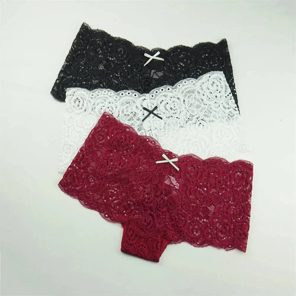 Lot de 3 pièces dentelle boxer grande taille M-XXL-sous-vetement