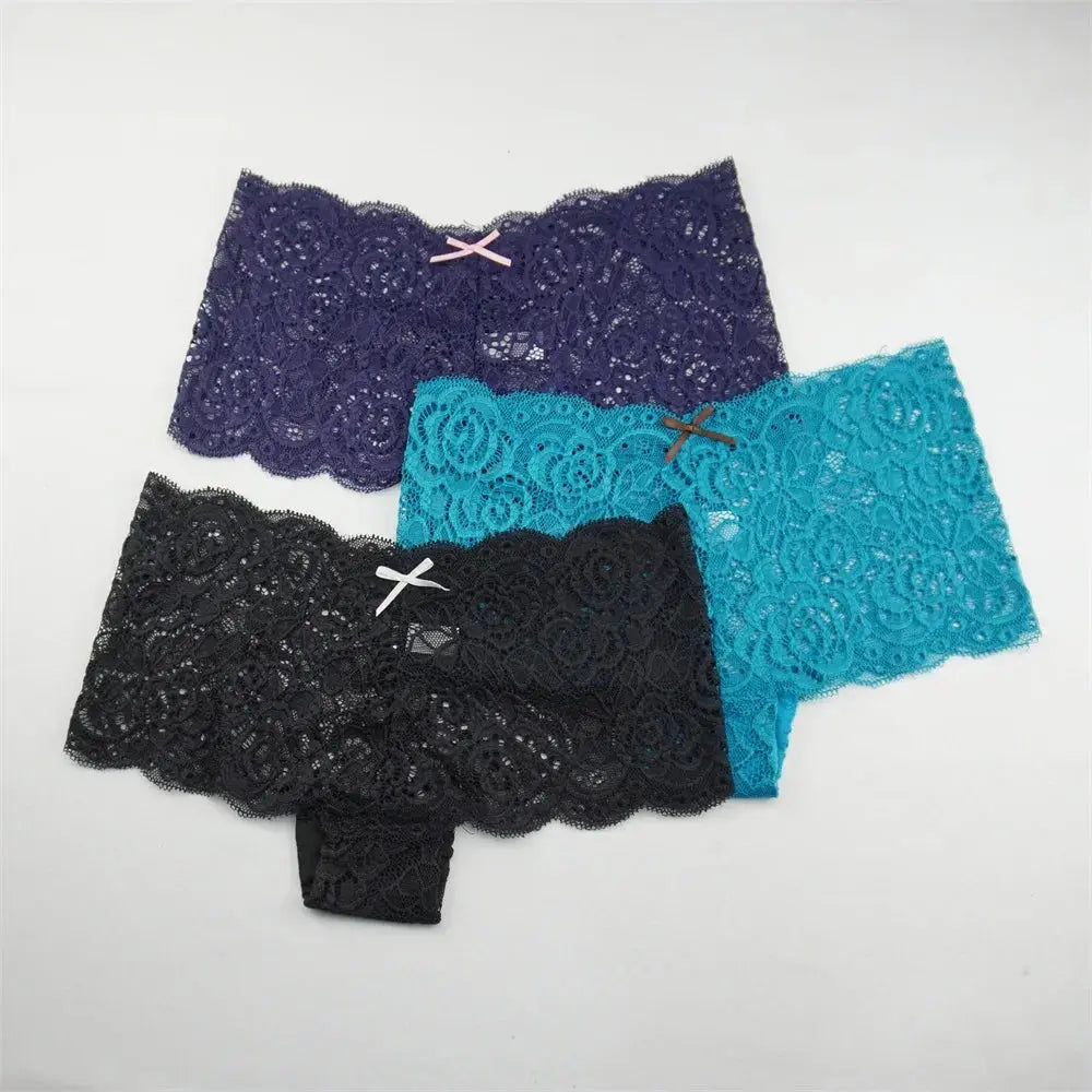 Lot de 3 pièces dentelle boxer grande taille M-XXL-sous-vetement