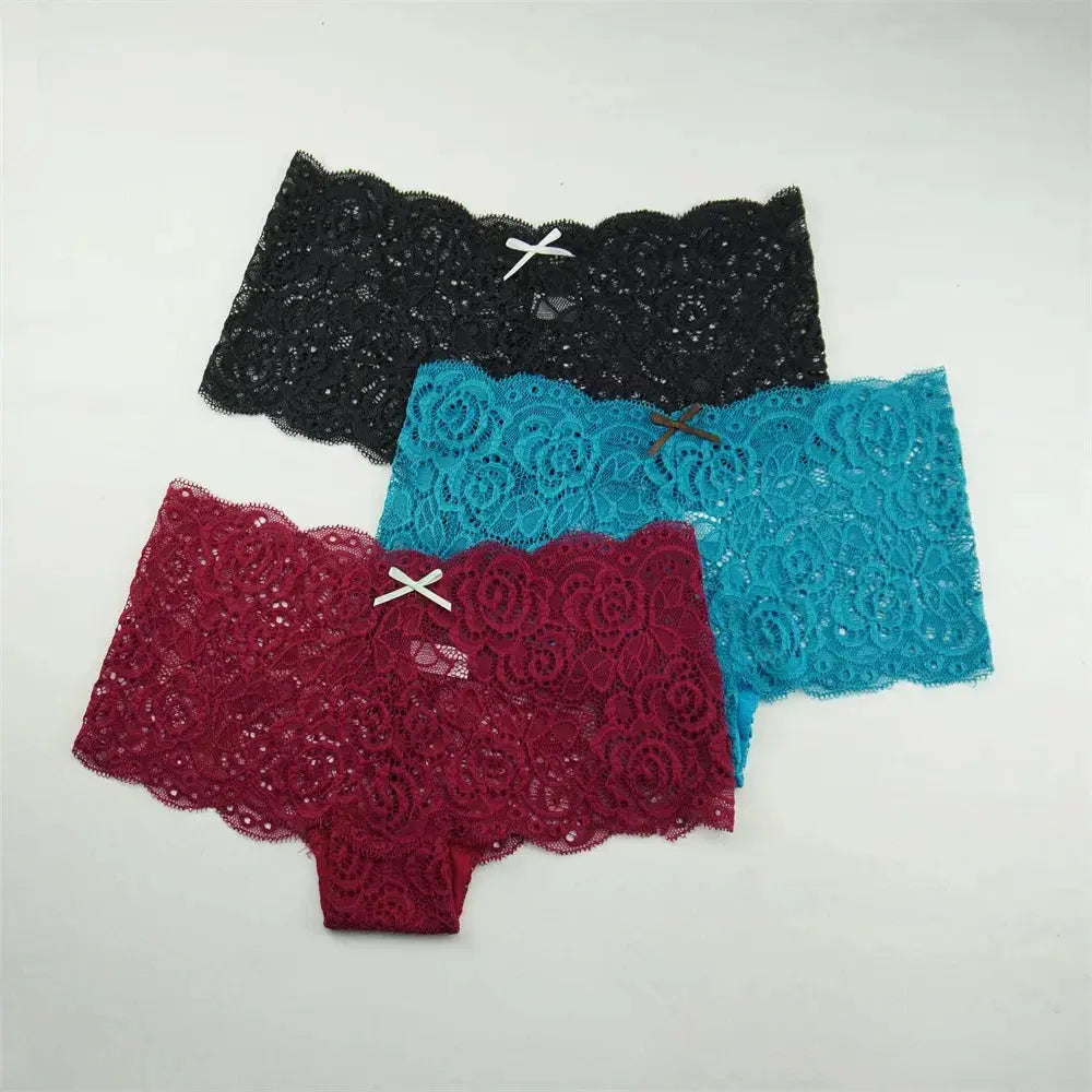 Lot de 3 pièces dentelle boxer grande taille M-XXL-sous-vetement