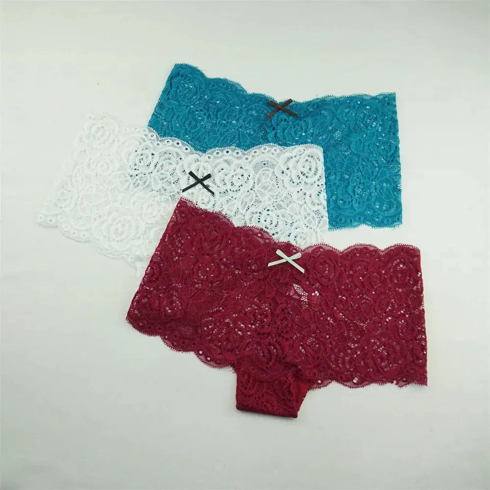Lot de 3 pièces dentelle boxer grande taille M-XXL-sous-vetement