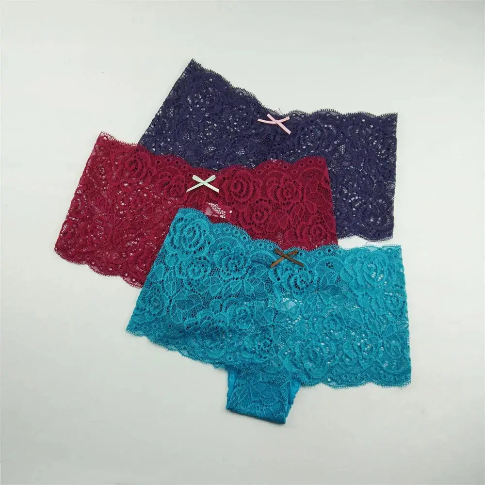 Lot de 3 pièces dentelle boxer grande taille M-XXL-sous-vetement