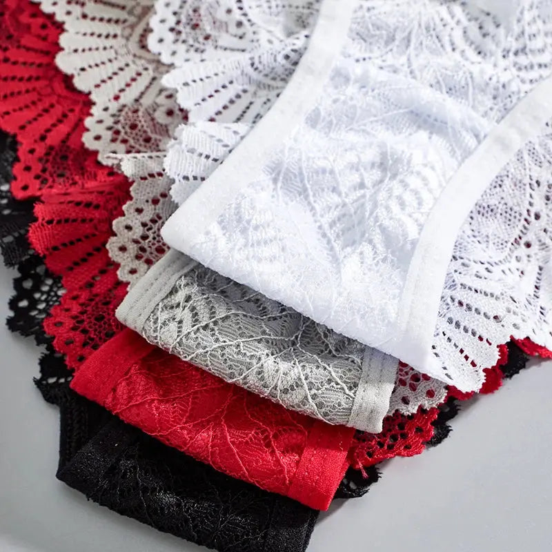 Lot de 4 pièces slips sans entrejambe solide, culotte en dentelle