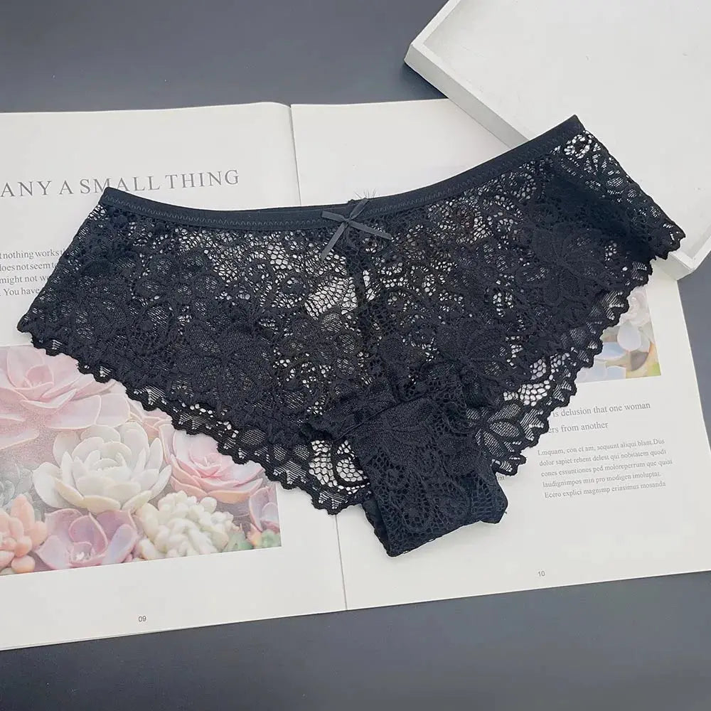 Moonflame 5 PCS Women Briefs Sexy Full Lace Panties Hollow Out Low-waist Female Shorts Soft Solid Color Breathable Underwear Boutique de Lingeries et Accessoires Annie
