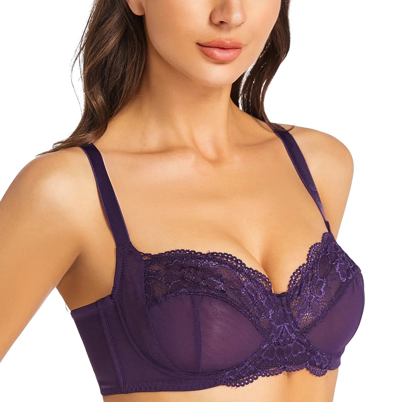 Soutien-gorge sexy à armature non rembourrée dentelle minimiseur
