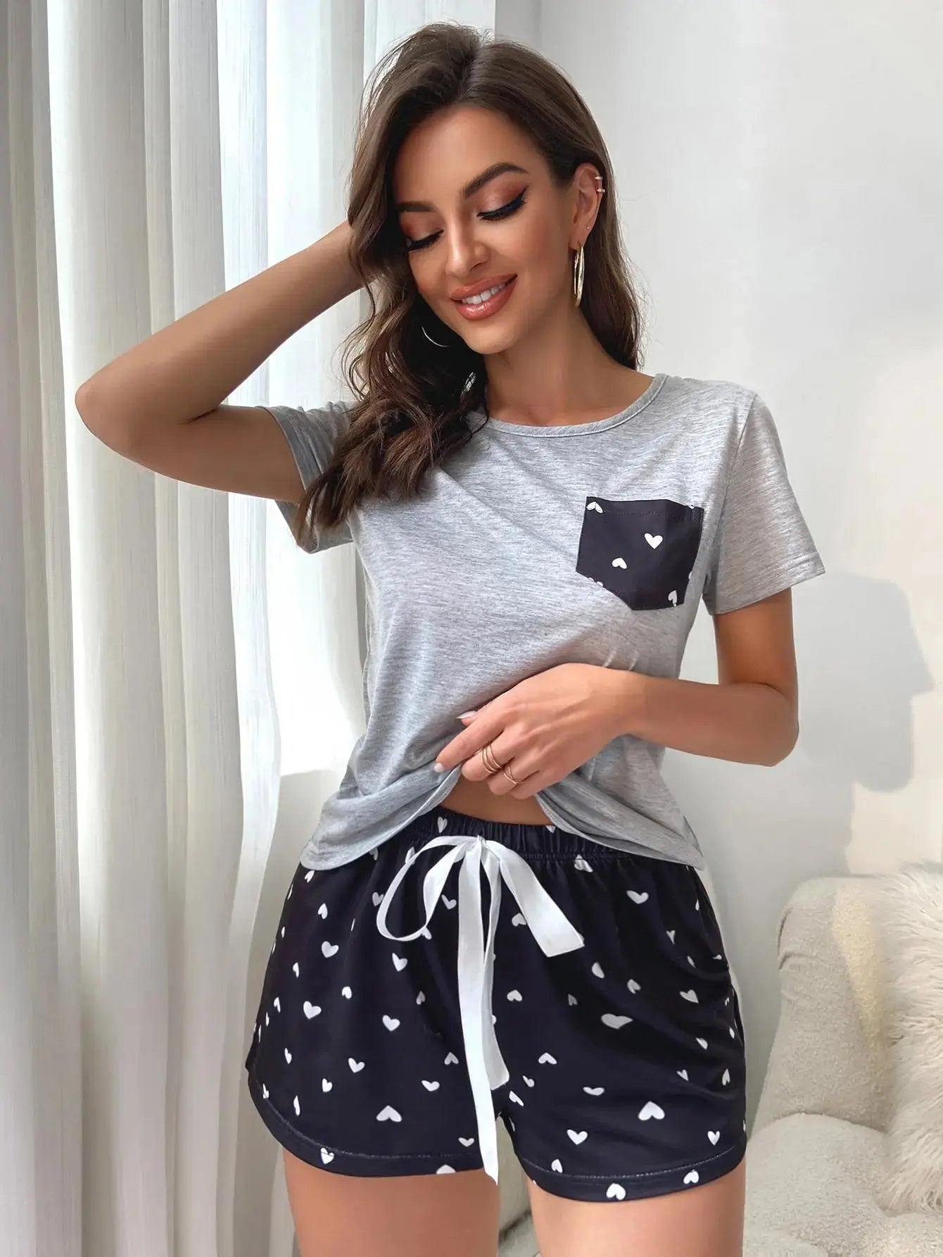 Pyjama d'été  avec cordon élastique- sous vetement de nuit