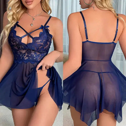 Robe de Nuit fin en Dentelle, en Maille de qualite-vetement de nuit
