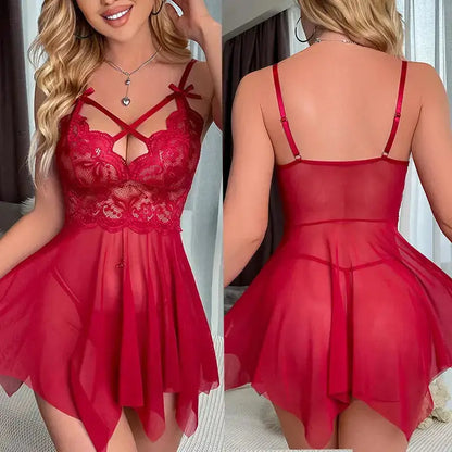 Robe de Nuit fin en Dentelle, en Maille de qualite-vetement de nuit