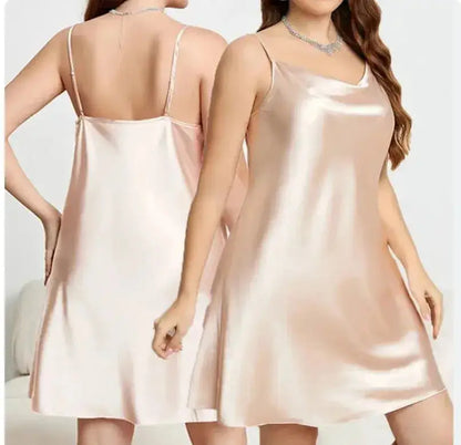  Robe de nuit Grande taille-peignoir ample Satin pour femme 