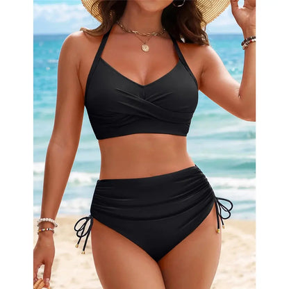 Maillot de bain femme deux pièces rembourré dos croisé