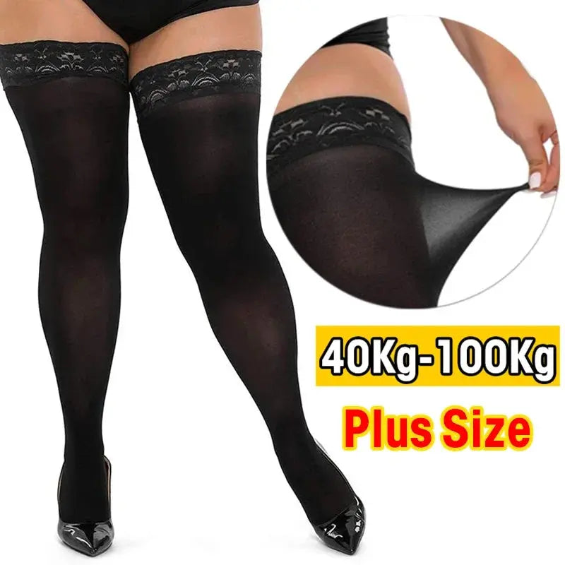 Bas Sexy en dentelle avec chaussettes au genou, grande taille