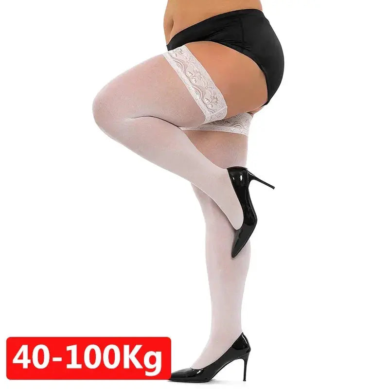 Bas Sexy en dentelle avec chaussettes au genou, grande taille