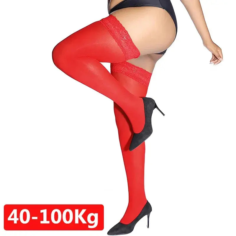 Bas Sexy en dentelle avec chaussettes au genou, grande taille