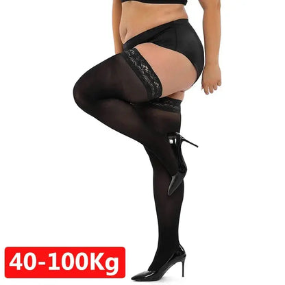 Bas Sexy en dentelle avec chaussettes au genou, grande taille