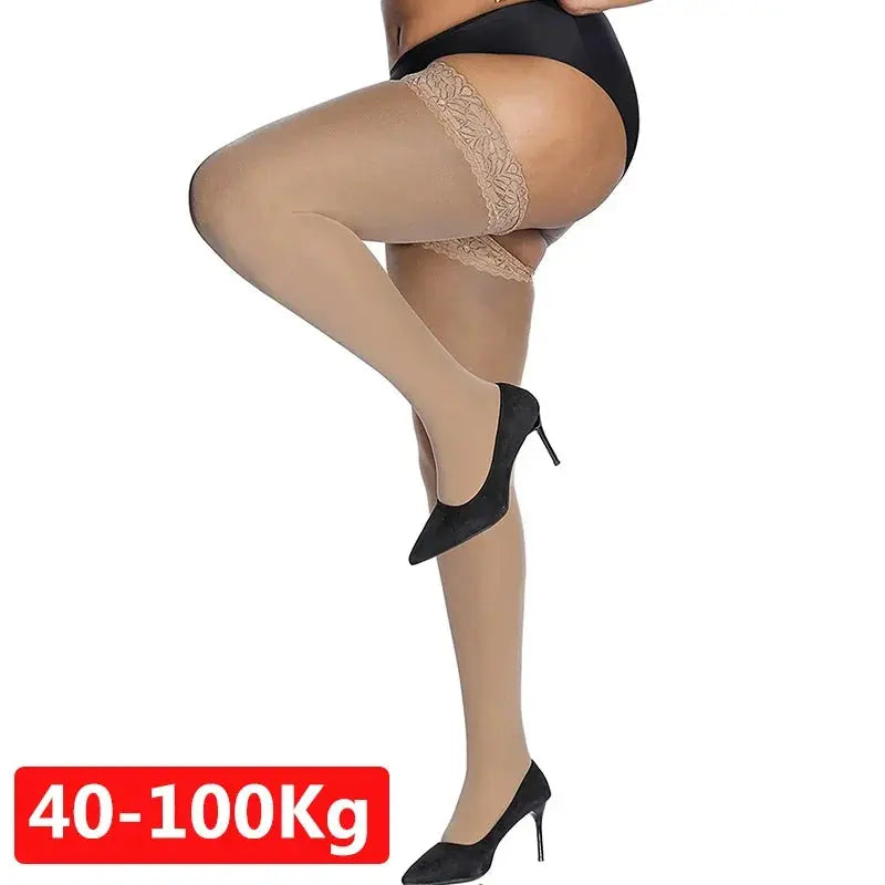 Bas Sexy en dentelle avec chaussettes au genou, grande taille