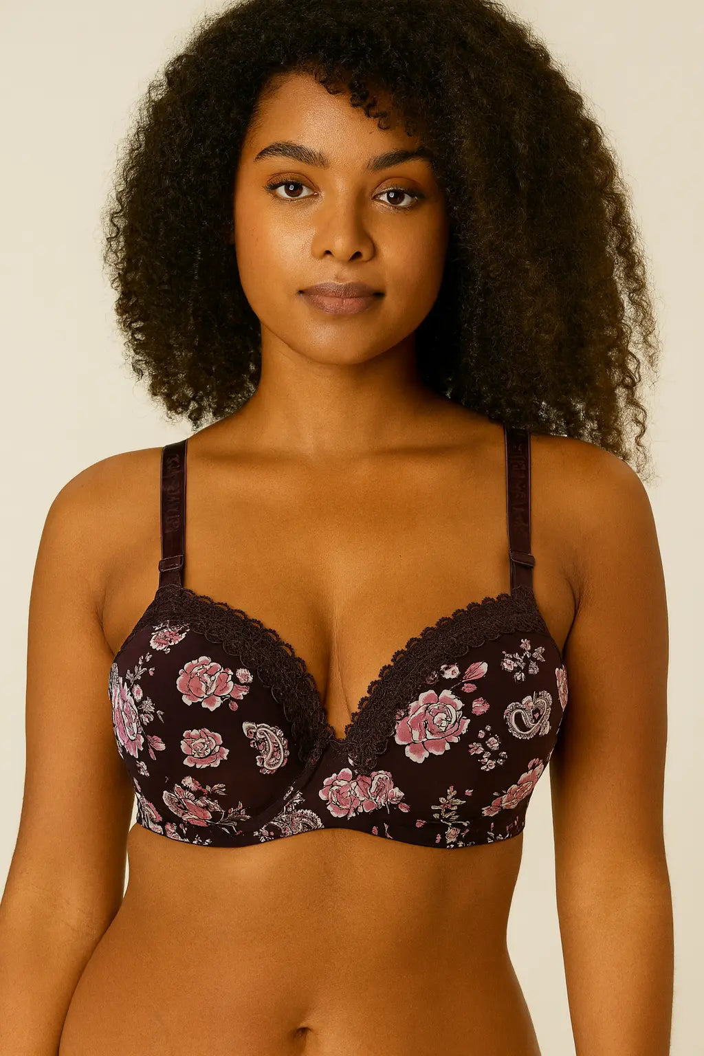 Soutien gorge avec anneau en acier bonnet D florale