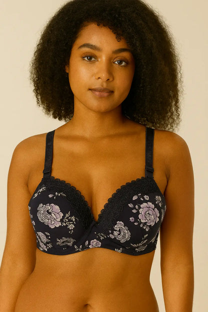 Soutien gorge avec anneau en acier bonnet D florale