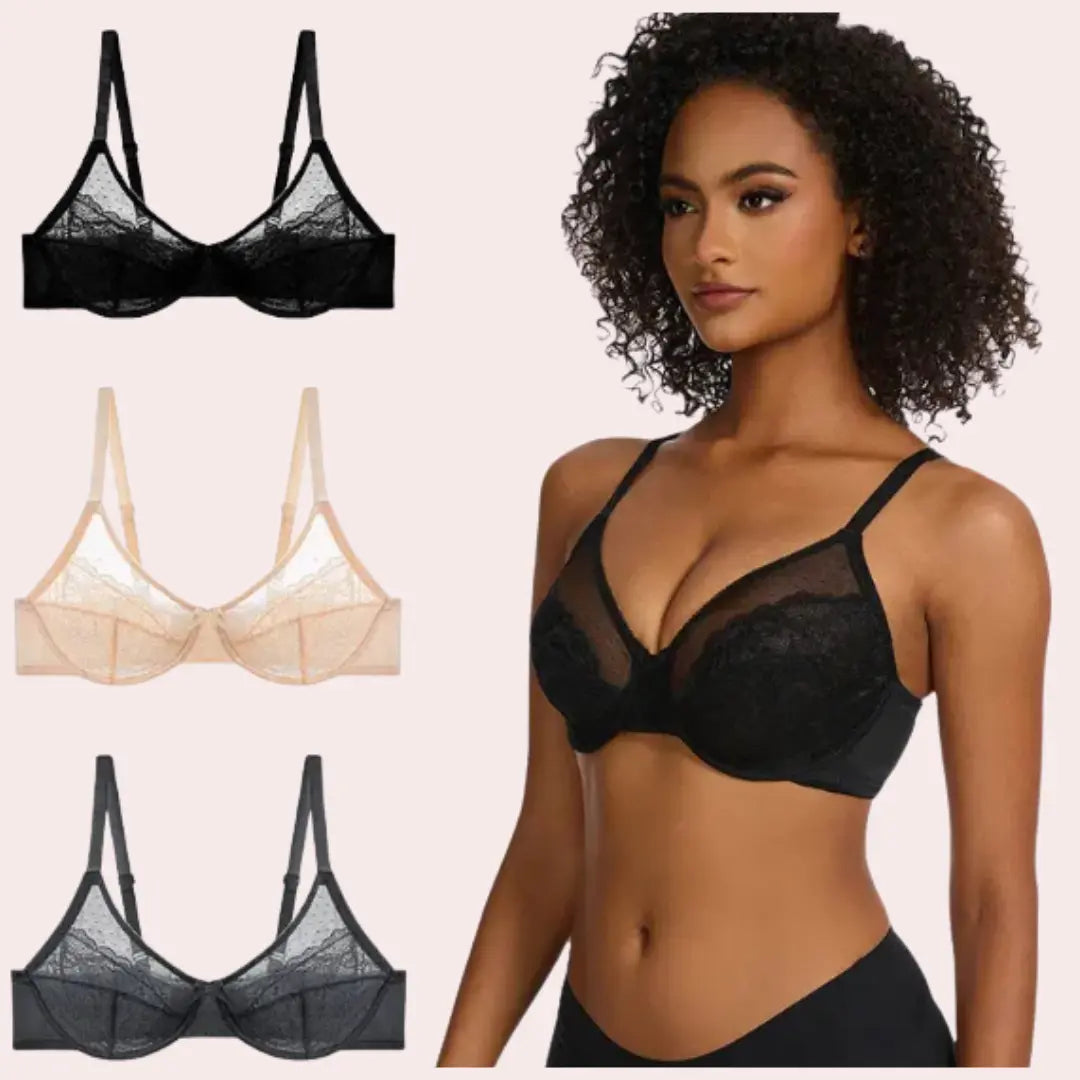 Soutien-gorge sexy en dentelle florale fin couleur unie Lingerie sexy annie