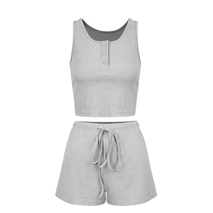 Pyjama deux pièces pour femme, débardeur été