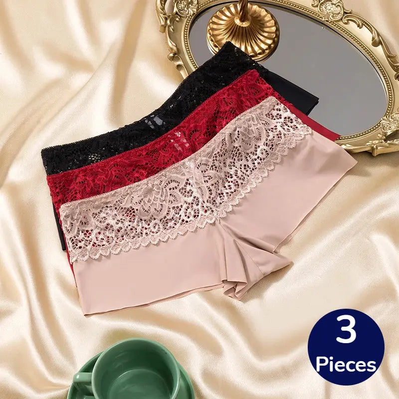 Lot de 3 pièces culotte pour femme boxers en dentelle douce 2