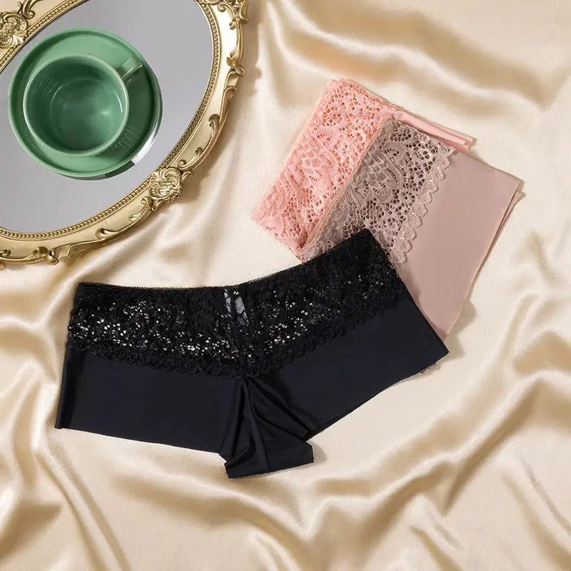 Lot de 3 pièces culotte pour femme boxers en dentelle douce 2