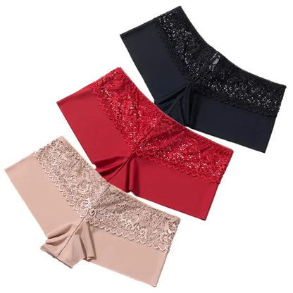 Lot de 3 pièces culotte pour femme boxers en dentelle douce 2