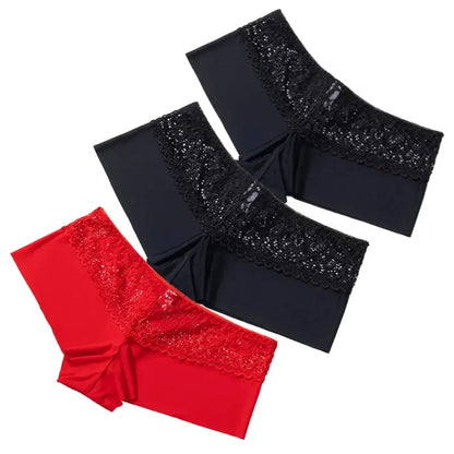 Lot de 3 pièces culotte pour femme boxers en dentelle douce 2
