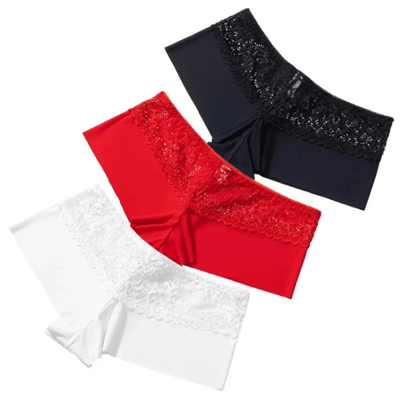 Lot de 3 pièces culotte pour femme boxers en dentelle douce 2