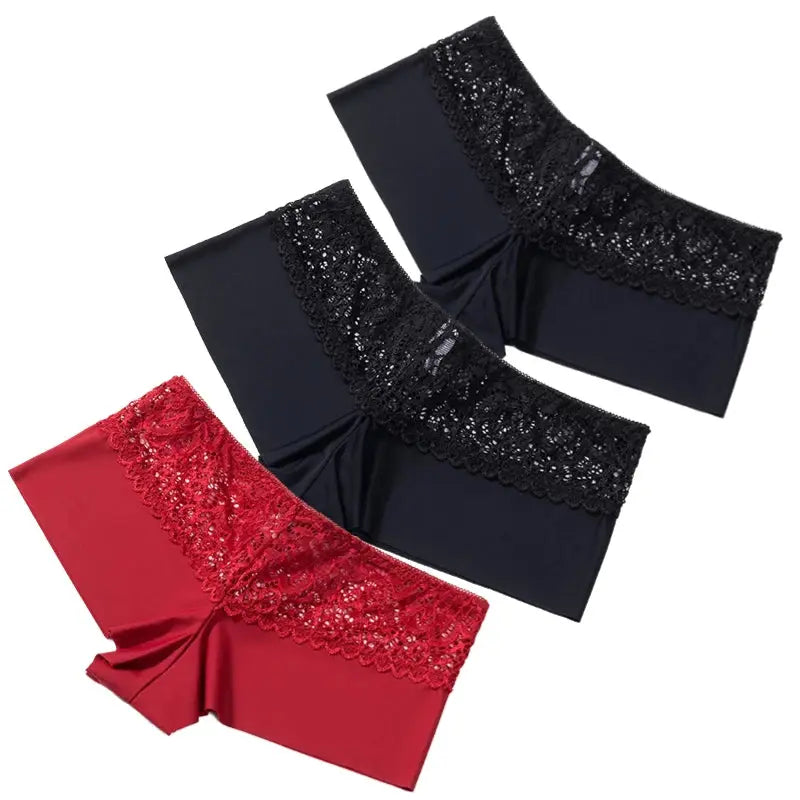Lot de 3 pièces culotte pour femme boxers en dentelle douce 2