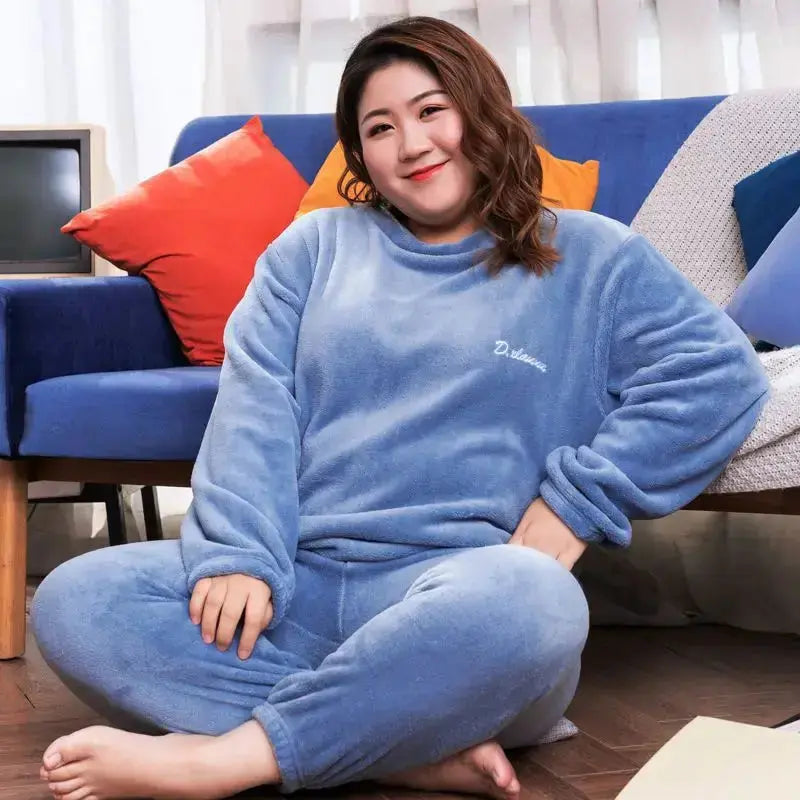 Pyjama d'hiver en molleton de corail, chaud épais à manches longues