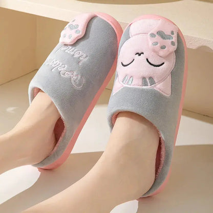 pantoufle fourrure chaudes en fourrure de chat de dessin animé