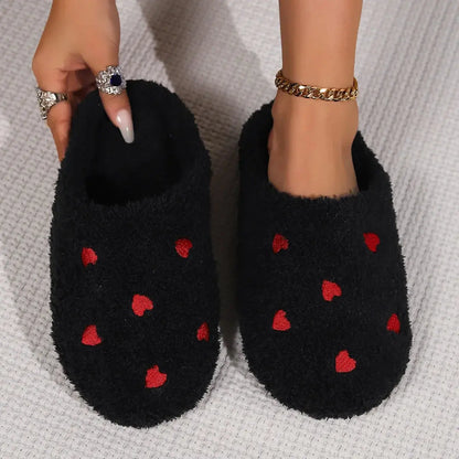 Pantoufles d'hiver en forme de cœur pour femmes