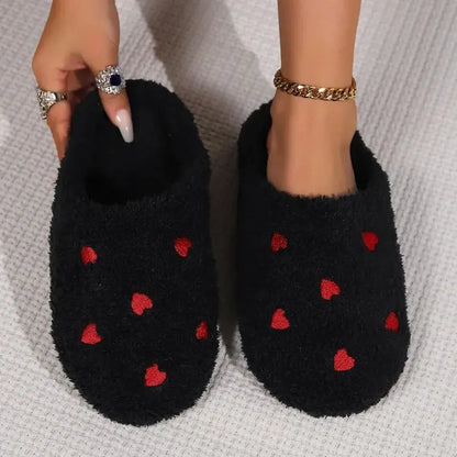 Pantoufles d'hiver en forme de cœur pour femmes