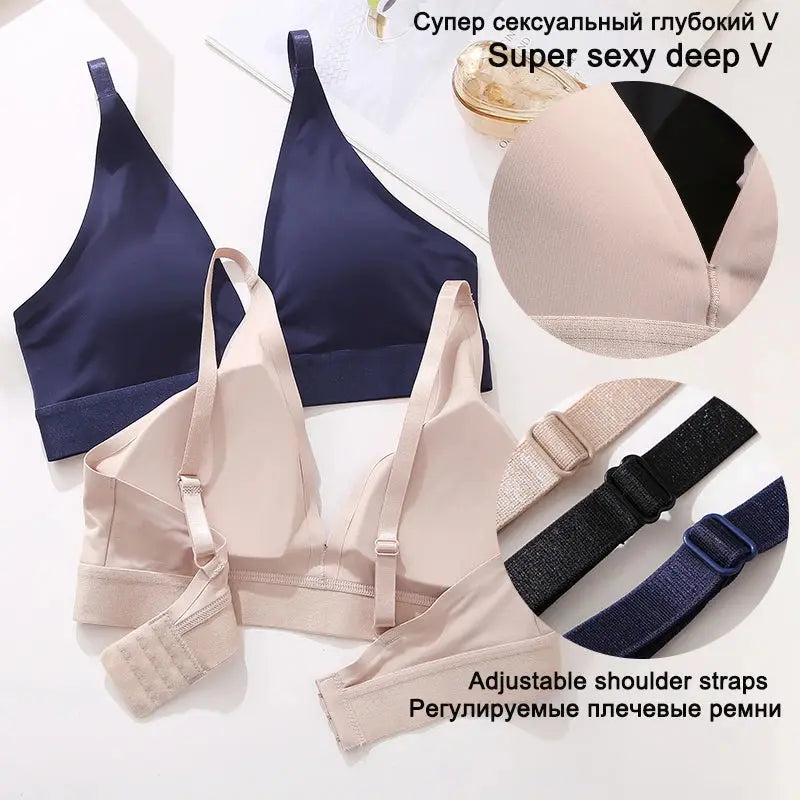 Soutien-gorge sans couture débardeur profond V dos nu